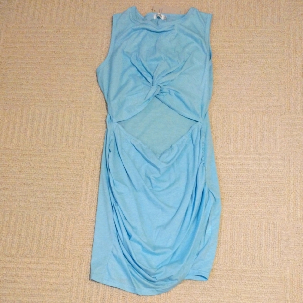 Chic Sky Blue Cutout Dress